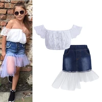 2022 kids girls summer clothes sets baby solid color tank tops ripped denim short skirt dress children outfits 2 3 4 5 6 7y