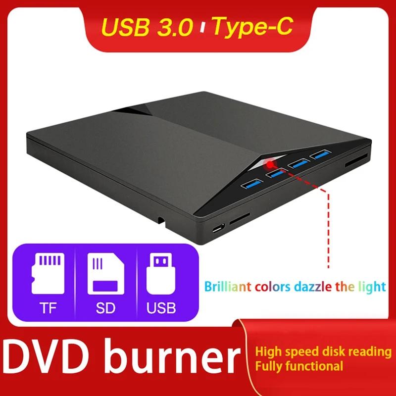 

Top Deals TYPE-C USB3.0 External Mobile DVD Drive USB Optical Drive DVD/CD 7 In1 Multifunctional Burner Computer Universal