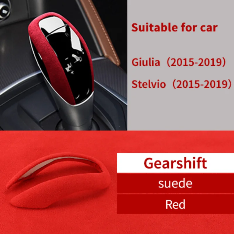 

Car Gear Shift Knob Top Suede Wrap ABS Trim Cover Protect Interior Sticker For Alfa Romeo Giulia Stelvio 2015-2019 Accessories