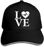 unisex baseball cap love heart1 cotton flat hat adjustable classic sports fan caps black
