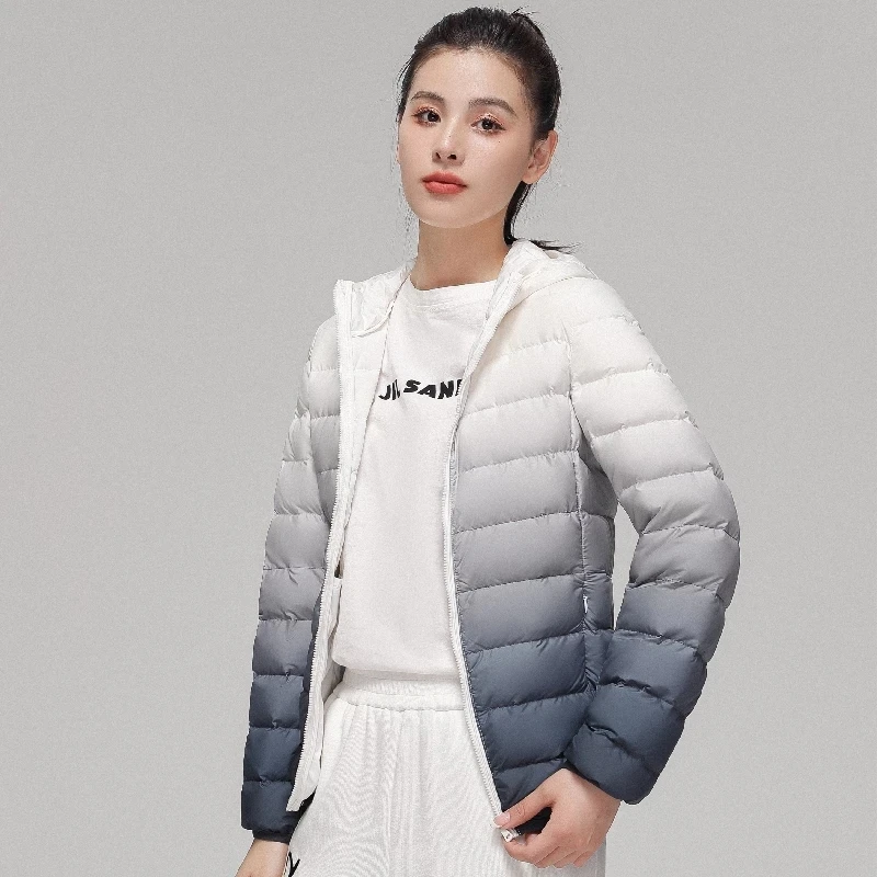 2022 New Autumn/Winter Female Fashion Gradient Slin Fit Short Stand Collar Keep Warm Coats Women Ultra Lightweight Down Jackets