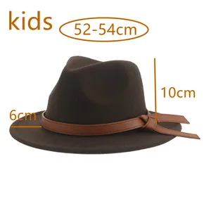 Imported Kids Fedoras Girl Boys Panama Hats for Women Baby Child Small 52cm Felted Formal Cute Church Decorat