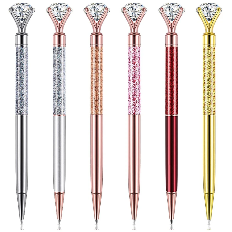 

Big Diamond Rhinestones Metal Pens,Bling Crystal Liquid Ballpoint Pens Black Ink For Office Supplies,Wedding,School