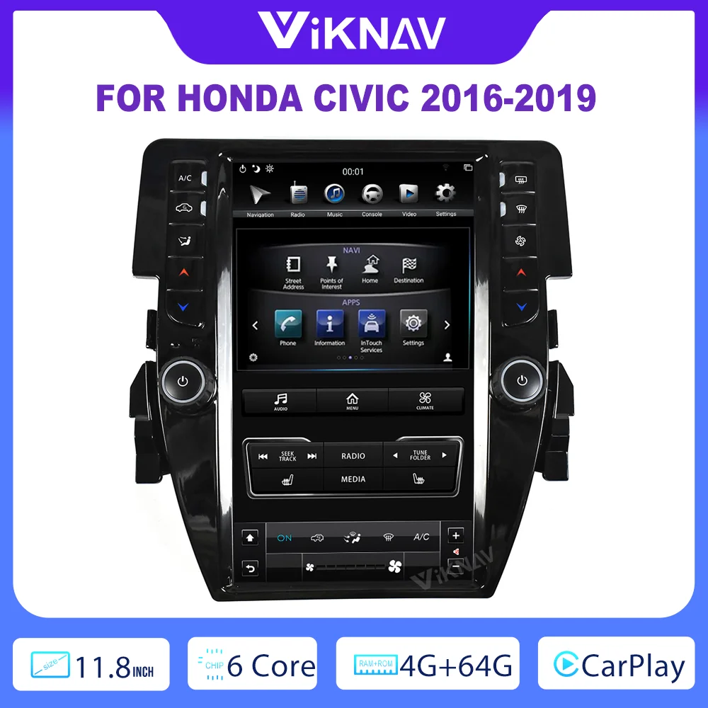 

PX6 Android System Touch Screen Car Radio For Honda Civic 2016-2019 Navigation GPS Original Car Functions