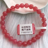 natural ice red rhodochrosite gemstone bracelet 7mm rose rhodochrosite women clear beads men fashion certificate aaaaa
