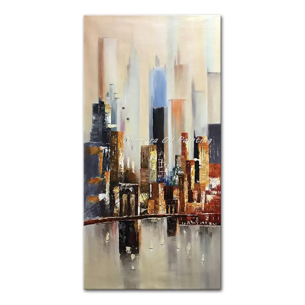 

Mintura Handmade Handpainted Oil Paintings On Canvas Large Size Abstract Picture The City Landscape Artwork Hotel Decor Wall Art