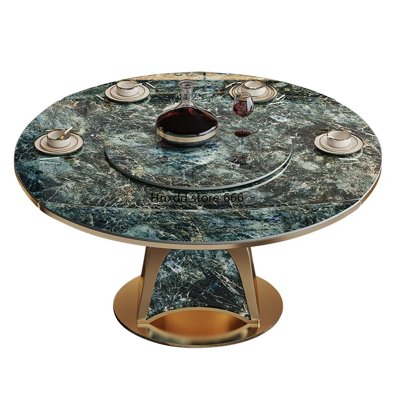 Обеденный стол Villa с поворотным столом из каменной плиты у стены