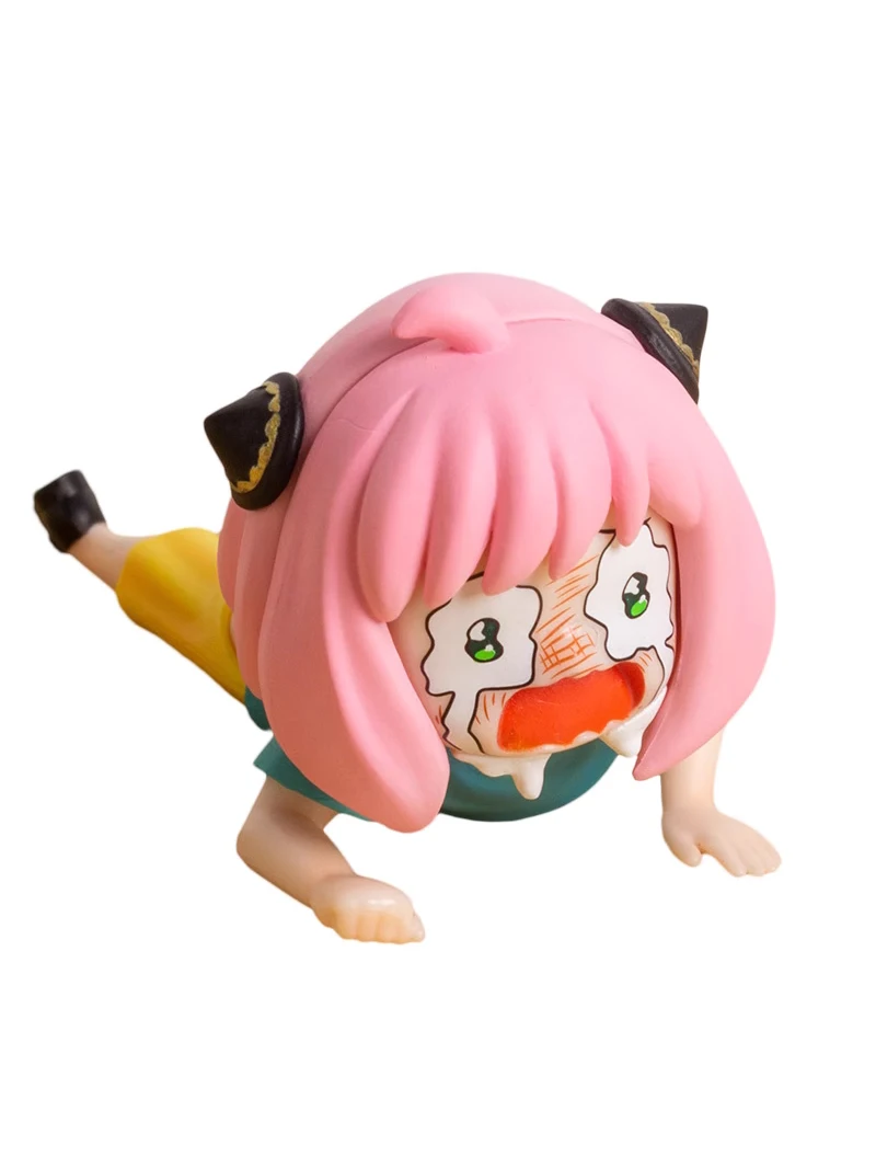 

6cm Anime Q Version Spy X Family Anya Forger Figure Crying on Your Stomach Model Toys PVC Action Cute Figures Doll Gift