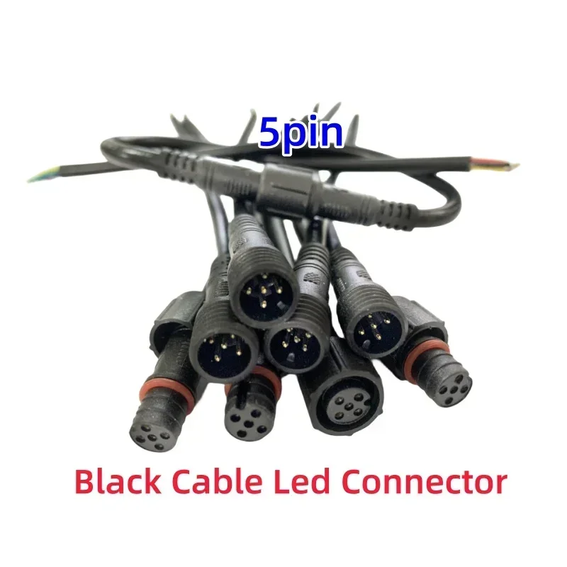 5/10/20/50 пар водонепроницаемых кабелей длиной 40 см, 2-контактный, 3-контактный, 4-контактный, 5-контактный, 5-контактный, светодиодный разъем, черный провод для светодиодной ленты WP