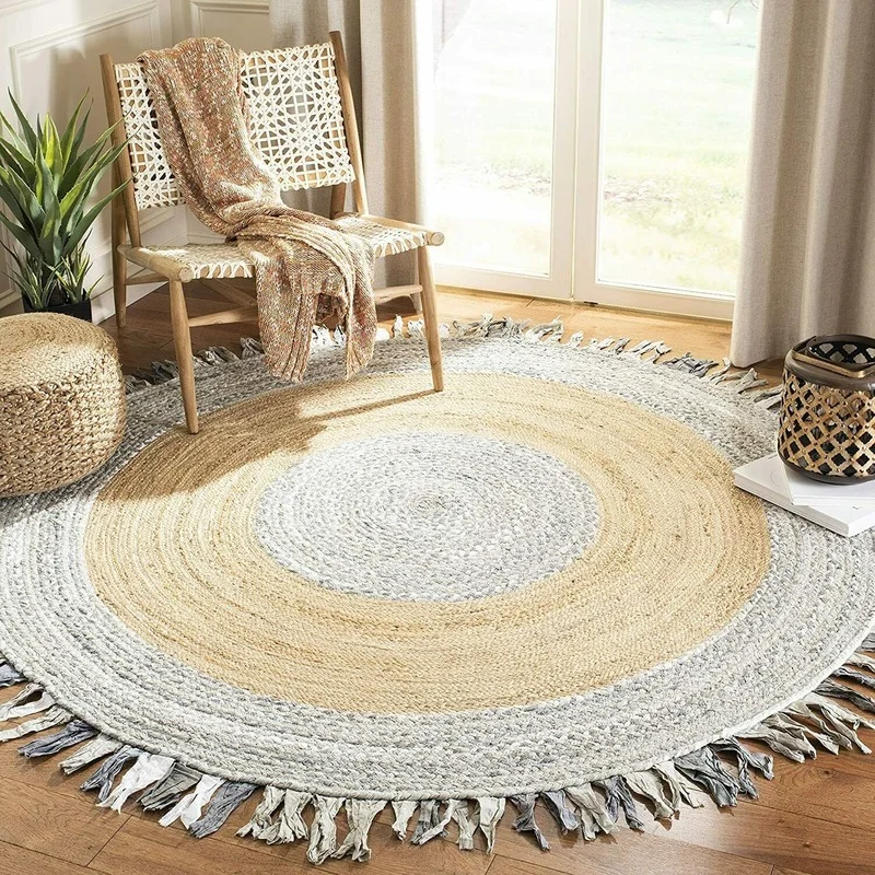 

Rug Jute and Cotton Woven Style Rug Double Sided Modern Living Small Rug