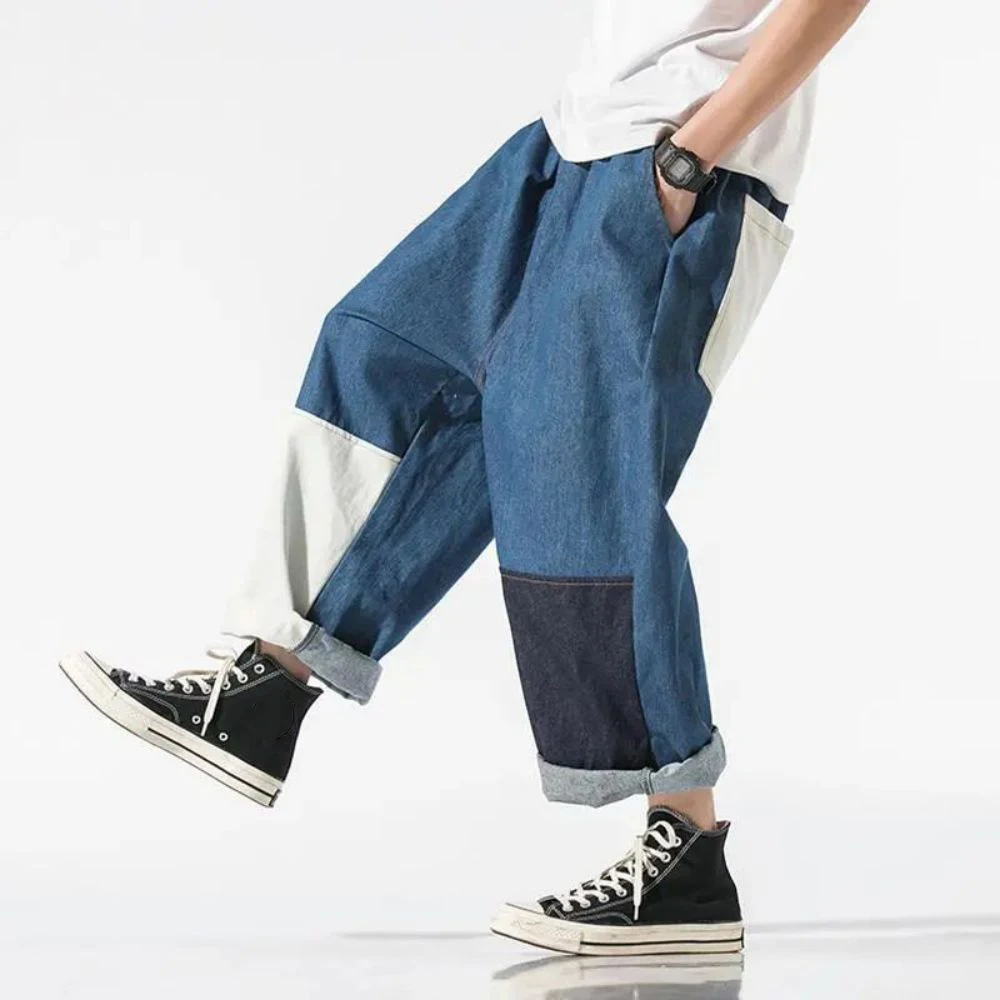 Streetwear Men Jeans Pants Ankle-length Japanese Casual Jeans Men Fashion Jogging Pants Male Large Size Baggy Harem  Loose