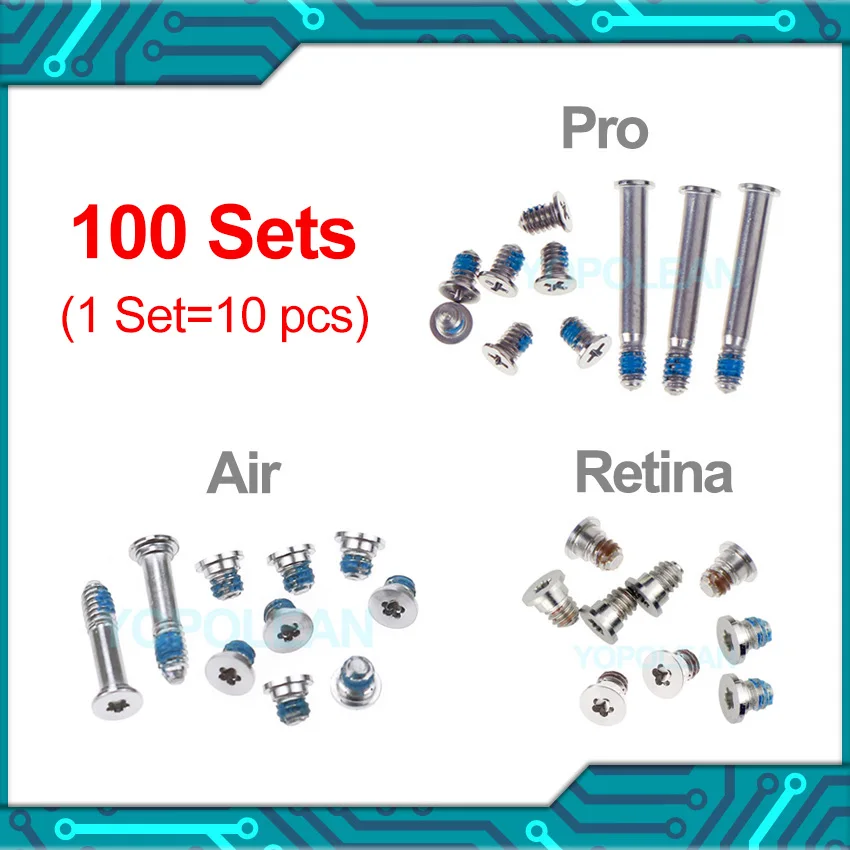 

100Sets Bottom Case Screws For Macbook Air Pro Retina A1369 A1370 A1465 A1466 A1278 A1286 A1297 A1398 A1425 A1502