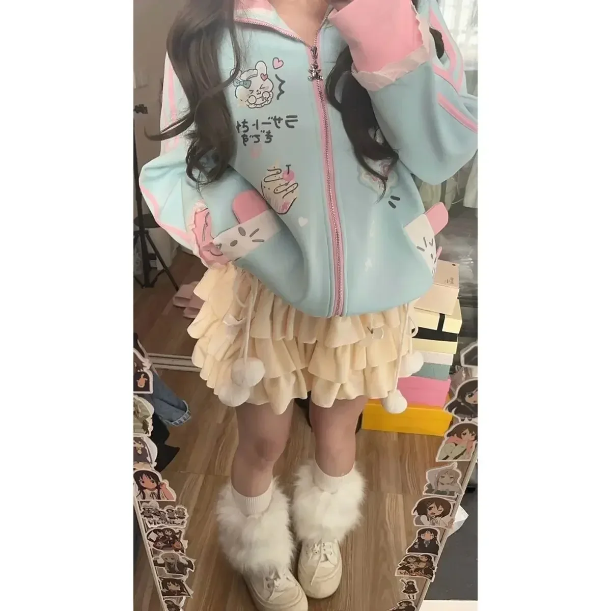 Женский повседневный кардиган на молнии с рисунком