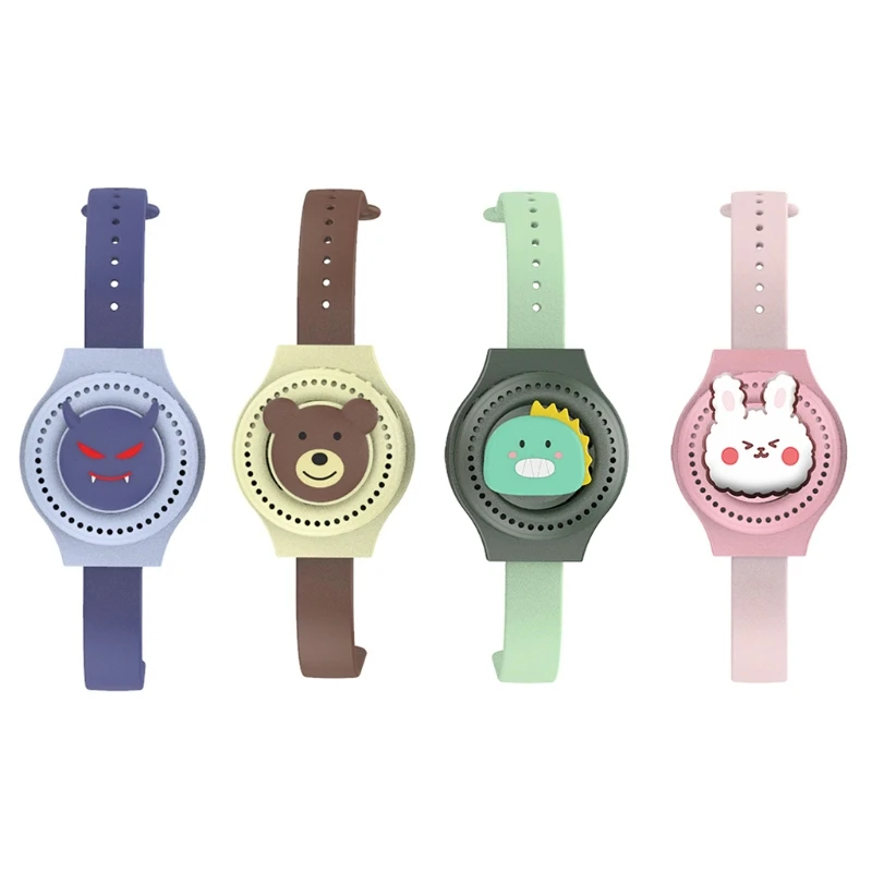 

D0AB Mini Cartoon Watch Fan Portable USB Fan Wearable USB Fan 3 Gear for Kids