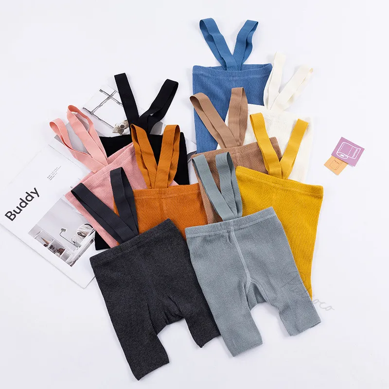 

Toddler Infant Kids Suspender Pantyhose Spring Summer Baby Girls Boys Solid Knitted High Waist Bandage Overalls Shorts Leggings