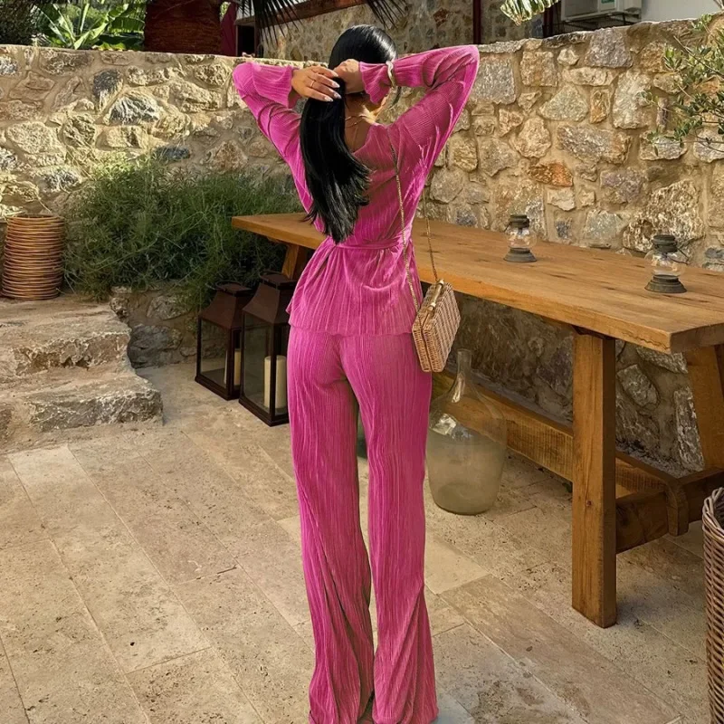 Женский комплект для фитнеса KEXU модный плиссированный топ с длинным рукавом и