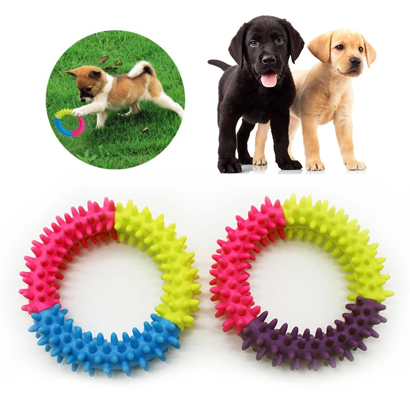 

1 Pcs Dog Chew Toy 3 Color Ring Shape Non Toxic Soft Rubber Random Color Chew Toys