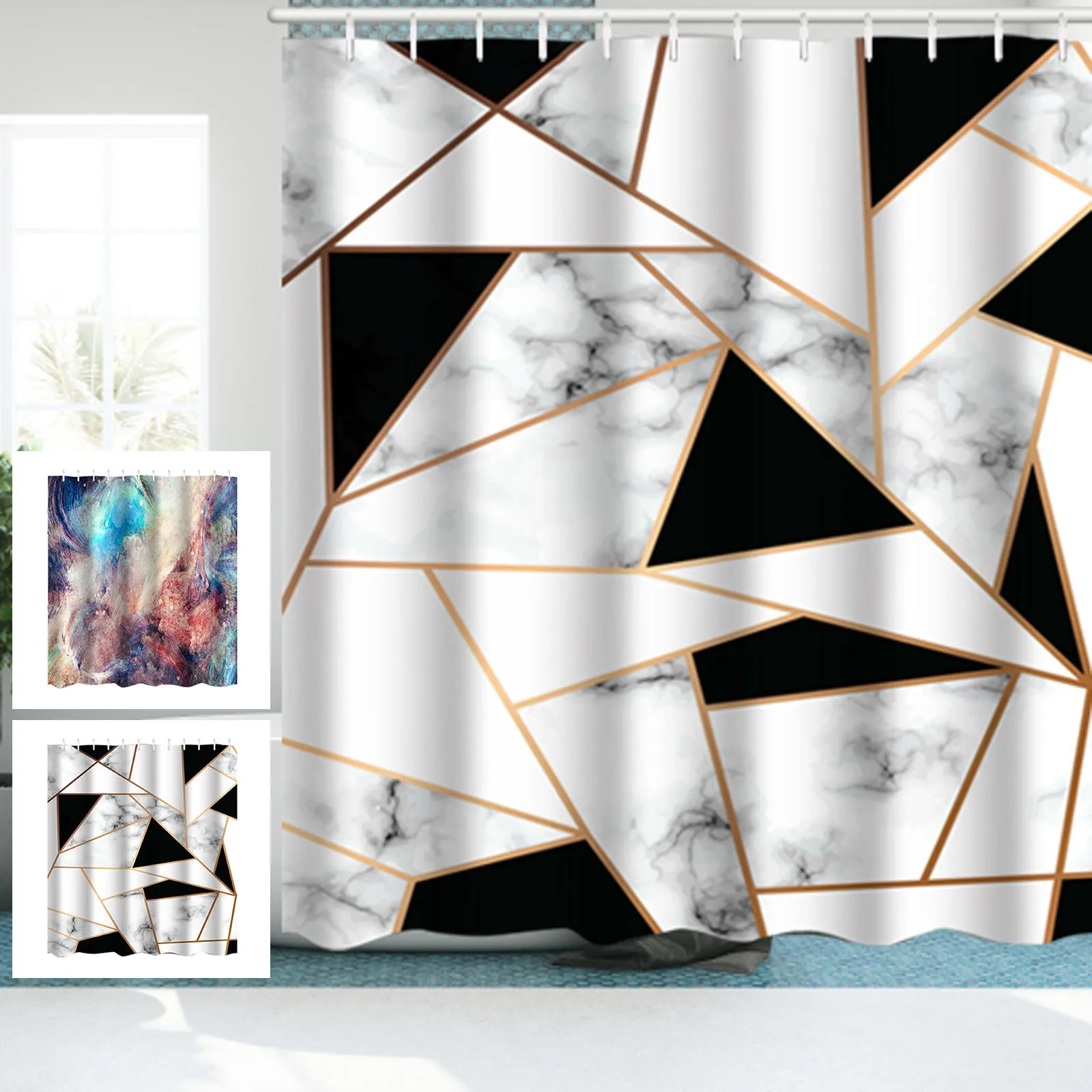 

Штора для душа в ванную комнату, абстрактная занавеска для душа с цветами и растениями, пластиковая прозрачная занавеска