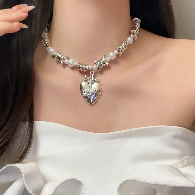 Жемчужные ожерелья Draweye Y2k для женщин Винтажные Украшения в форме сердца
