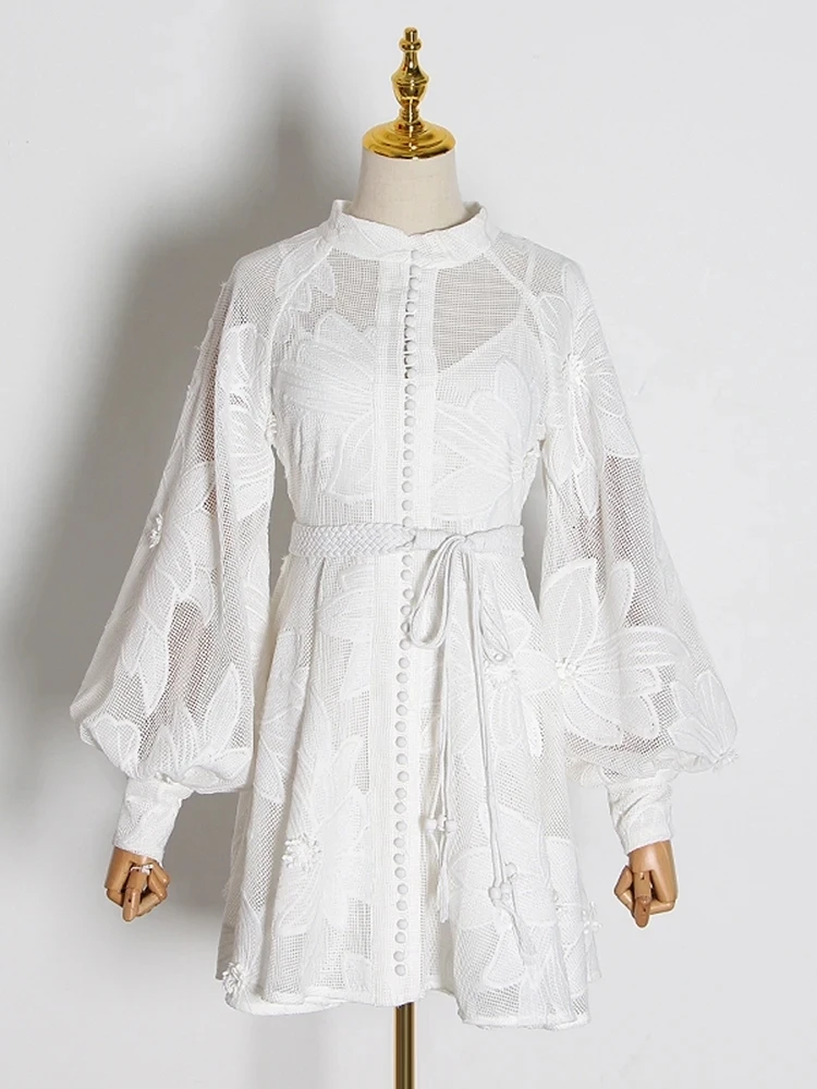 Женское мини-платье с вышивкой VGH Kruchev рукавами-фонариками повседневная блузка