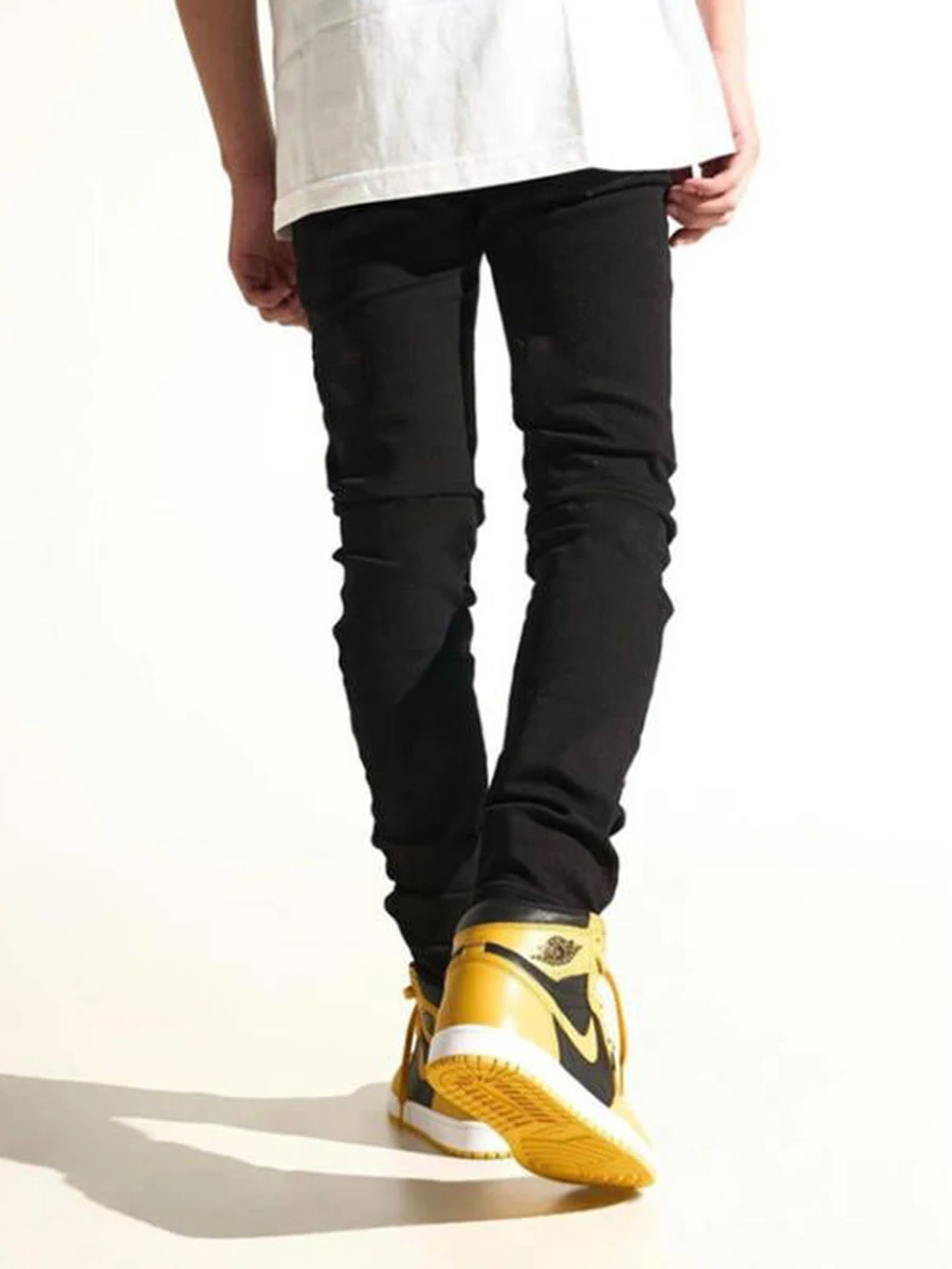 Four Seasons Men's Casual Digital Printing Black Jeans Slim Stretch Pencil Pants Mid Waist Hip Hop Streetwear Ins Hot Sale JEANS