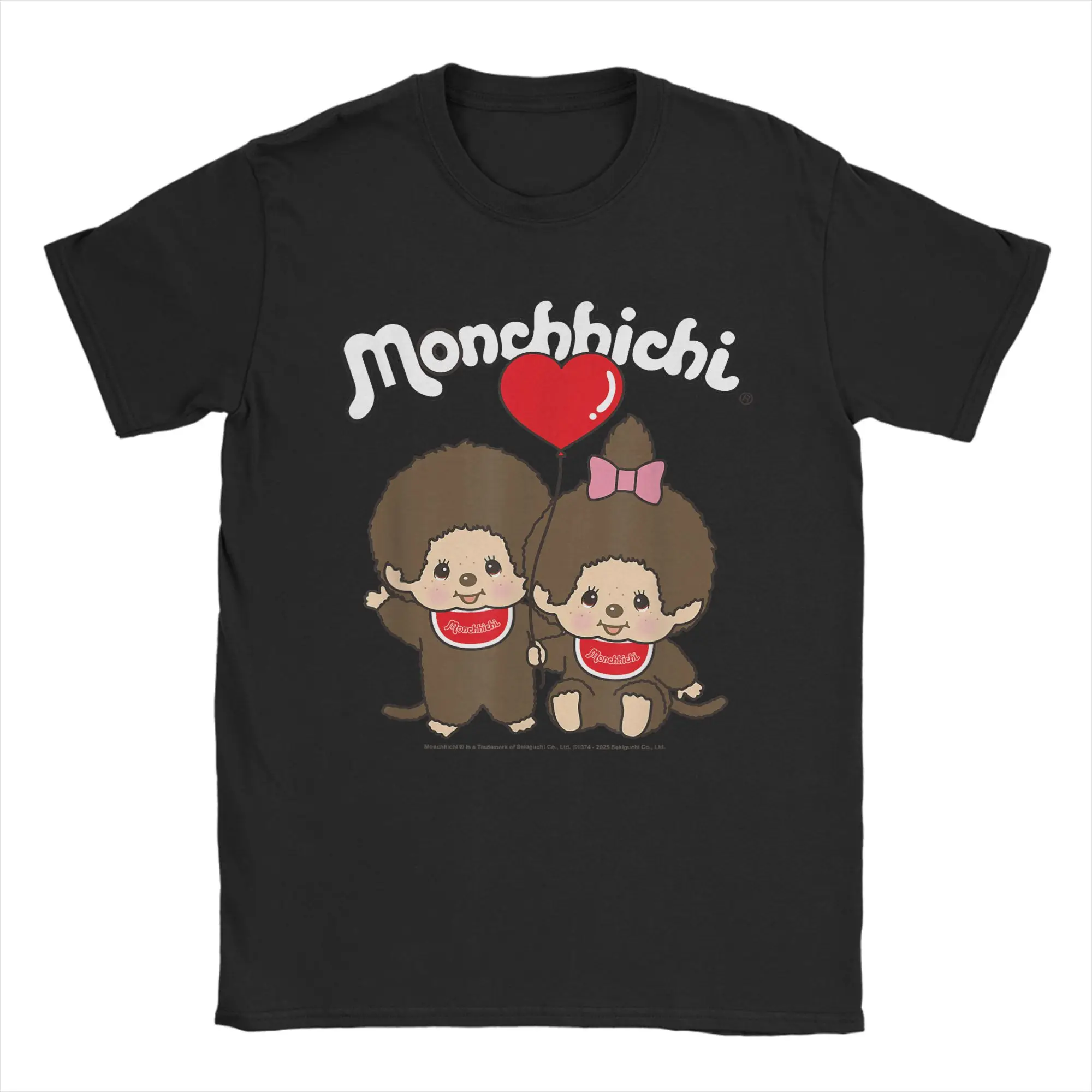 Фото Хлопковая футболка Monchhichi на День святого Валентина для мужчин, летние повседневные футболки с круглым вырезом, футболка в стиле Харадзюку, одежда большого размера с принтом №1