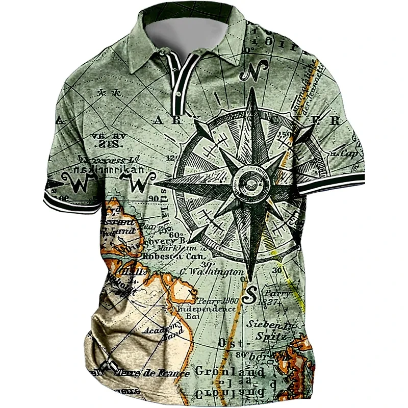 

Men's Plus Size Polo Shirt Big and Tall Map Turndown Short Sleeve Summer Sports Fashion Streetwear Designer Outdoor Street Tops