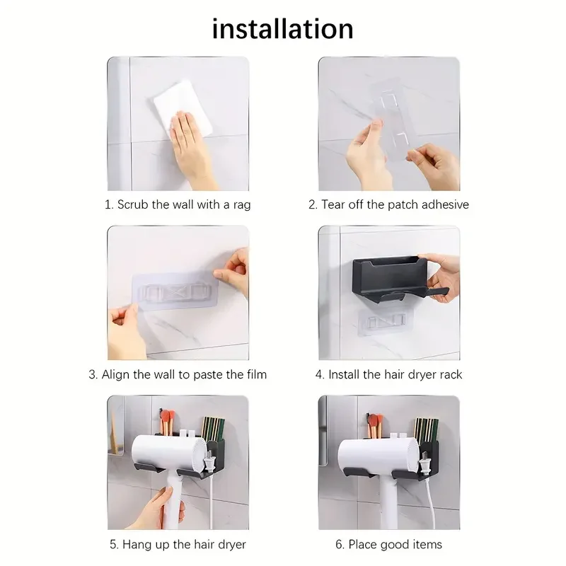 1 экономичная настенная стойка для фена-полка хранения в ванной комнате удобная