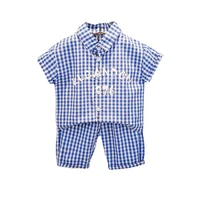 new summer baby girls clothes children boys fashion plaid shirt shorts 2pcssets toddler casual costume infant kids tracksuits