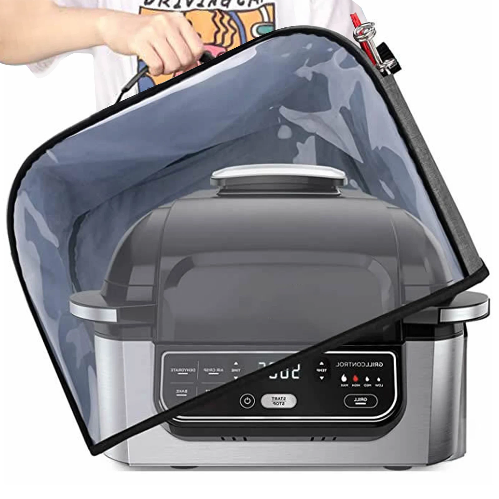 

Air Fryer Dust Cover Washable Pressure Cooker Cover Durable Fabric Dust Cover With Pocket For Accessories Protective Cover Bag