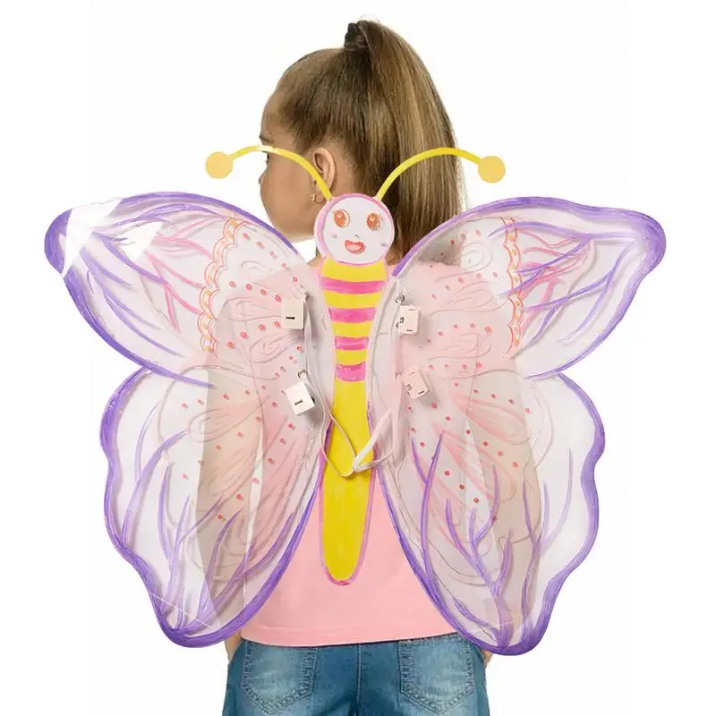 

Butterfly Wings For Girls DIY LED Butterfly Fairy Wings Toy For Kids Halloween Costume Sparkle Angel Wings Role Play Dress Up