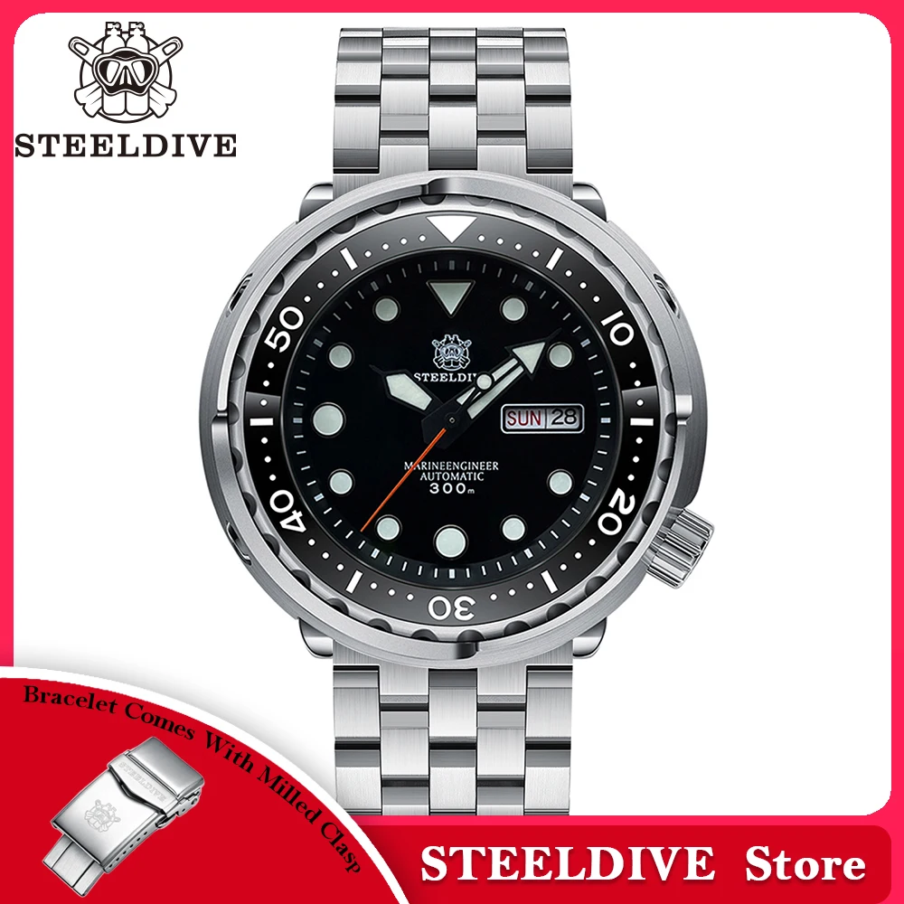 Фото STEELDIVE 2025 Новая дневная функция 47,5 мм 300 м водонепроницаемые сапфировое стекло керамический безель NH36 автоматические часы с тунцом для дайвинга для мужчин №1