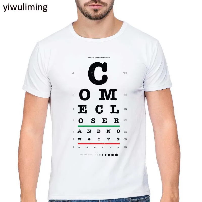 2023 Fashion T-shirts For Men Brand T Shirt Printing Come Closer visual chart Designs T Shirts Compression Tee Shirt