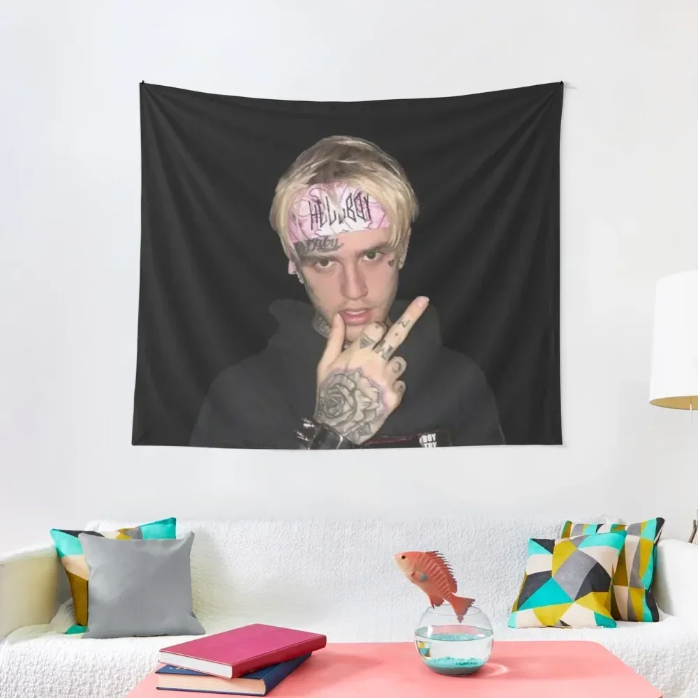 Lil Peep Изображение него дающий палец Гобелен Рождественские украшения 2024