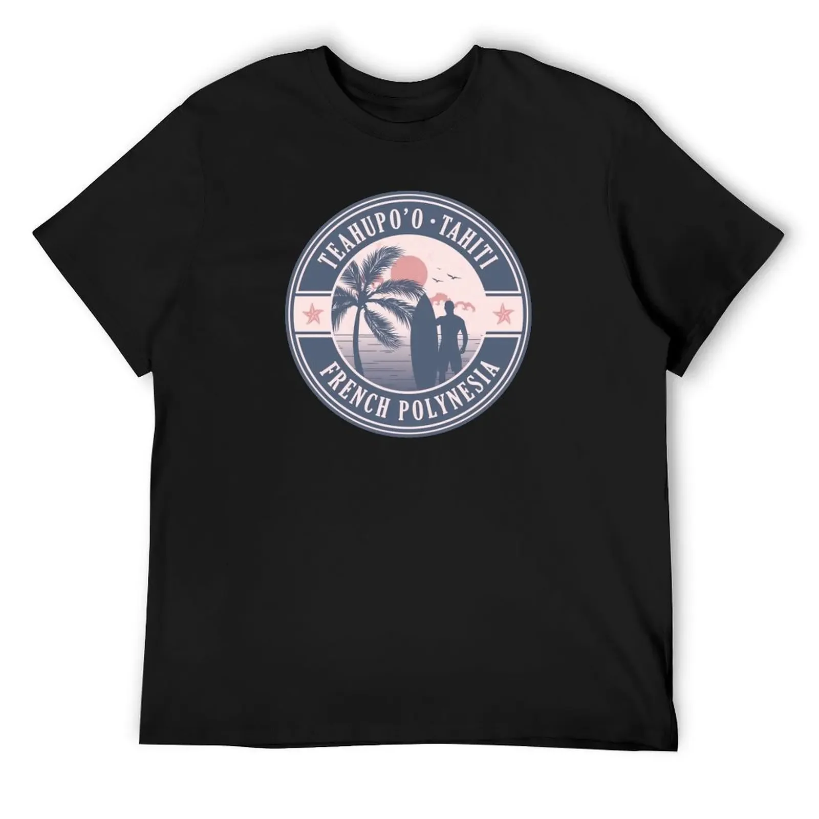 Teahupo'o Tahiti Французская Полинезия Винтажная летняя футболка для серфинга с