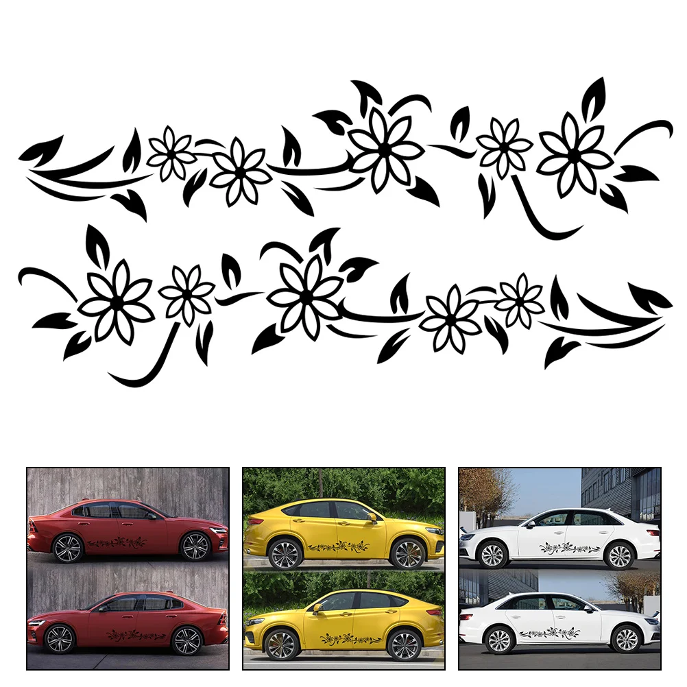 

2 Pcs Flower Vine Car Sticker Decal Body Decals Personalized Pvc Vinyl Stickers Miss