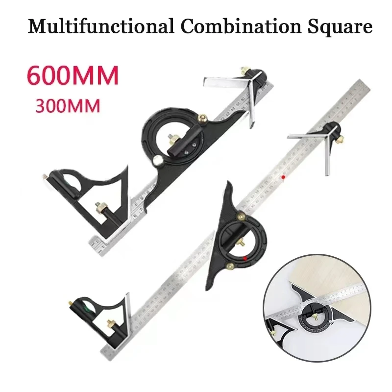 

3 In 1 300mm Adjustable Measuring Ruler Multi Combination Square Angle Finder Protractor Tools
