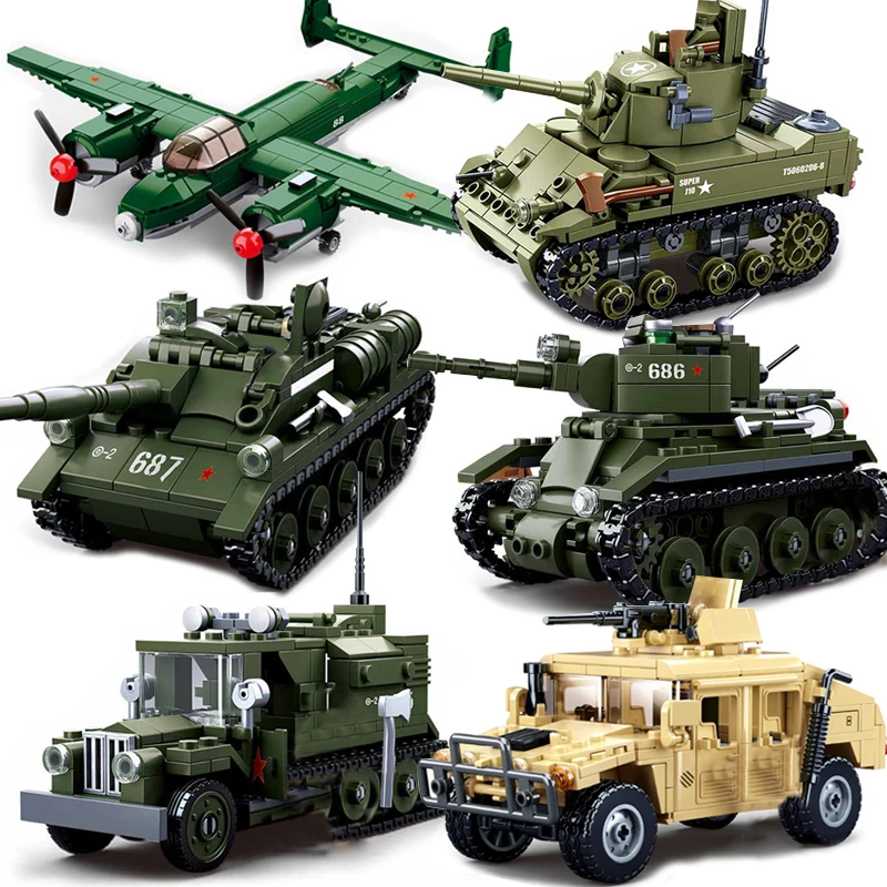 

Sluban Военная серия WW2 автомобиль Танк самолет наборы строительных блоков SWAT армия оружие солдаты фигурки Кирпичи игрушки для детей