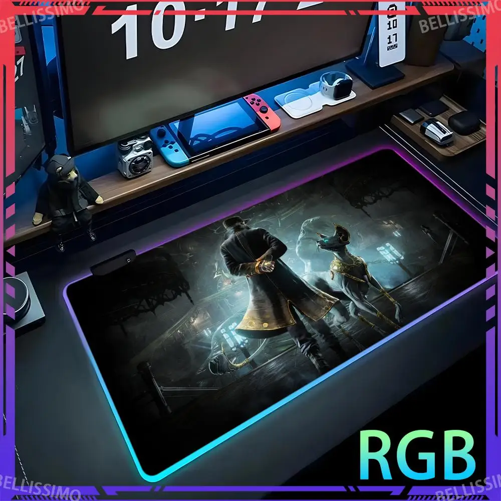 RGB аниме W_Warframe коврик для мыши аксессуары письма милые настольные светодиодный