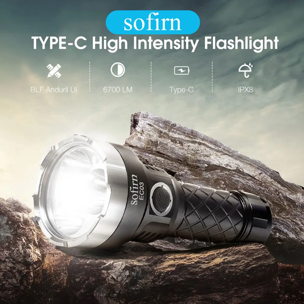 

Светодиодный фонарик Sofirn EC03 XHP5.0, 21700 лм, перезаряжаемый