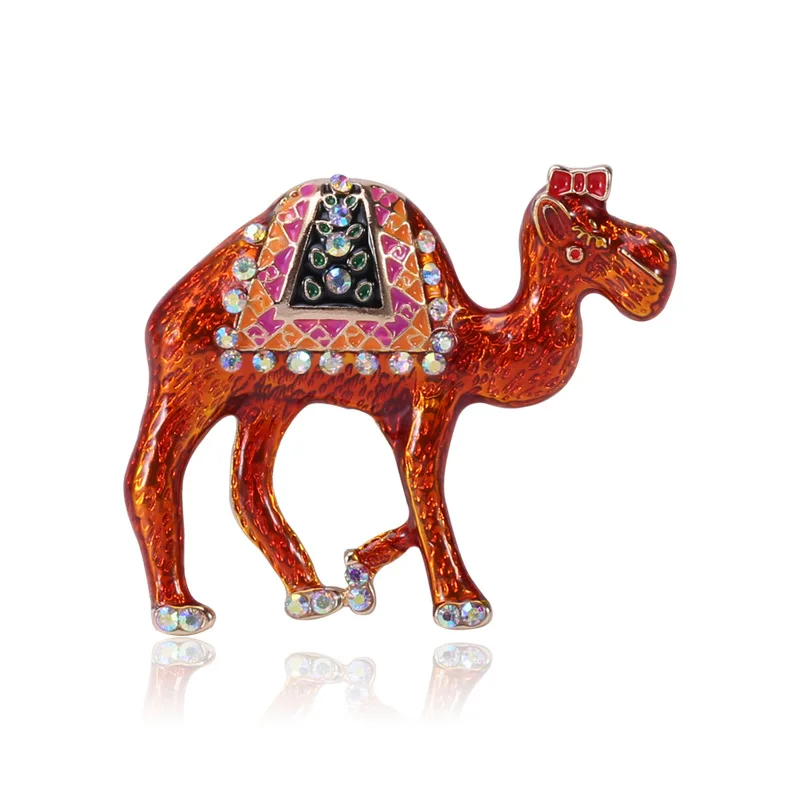 

New Enamel Camel Brooch For Women Men Rhinestone Animal Pin Winter Sweater Coat Suit Bag Accessories Party Daily Jewelry Gift