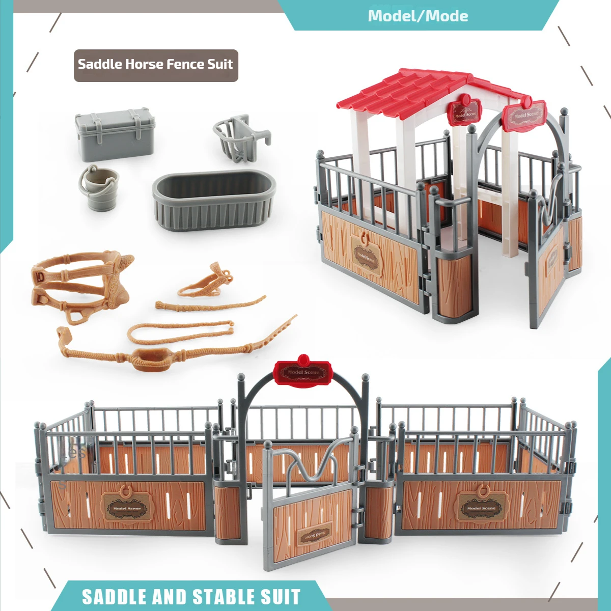 

Моделирование ранчо лошадь ферма украшение сцены аксессуары седло лошадь забор павильон корыто забор украшение пластиковая модель компле...
