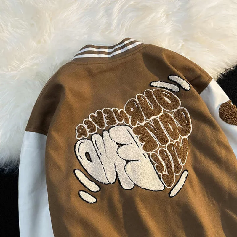 

Letter Love embroidered baseball clothes 2023 autumn winter loose group in Fashion high street plankton jacket jacket