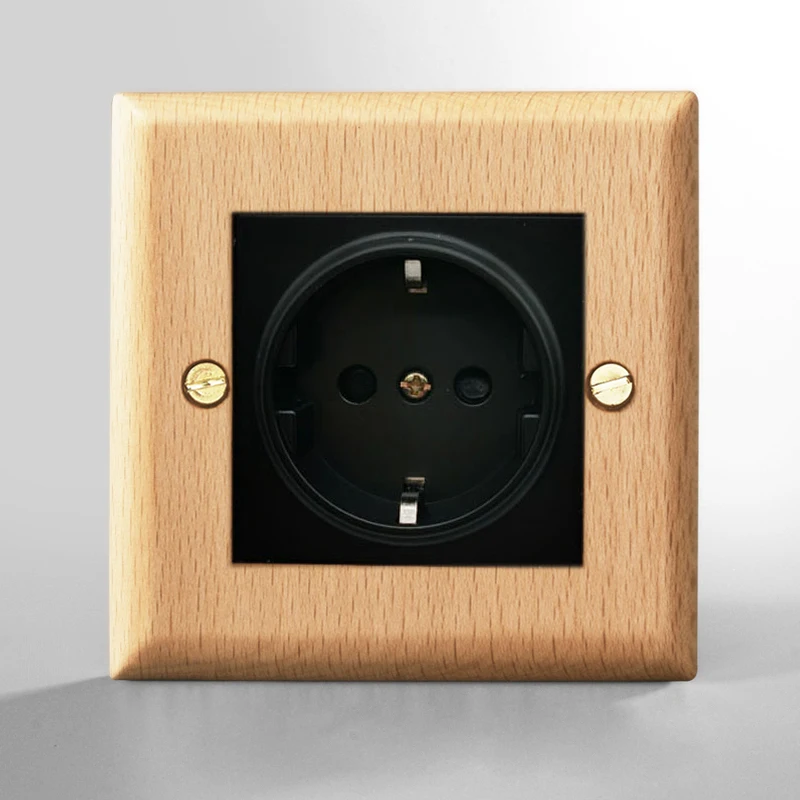 1-4 группа, 2-полосный 86-типа, настенный тумблер, панель из бука, латунный рычажный переключатель, розетка европейского стандарта