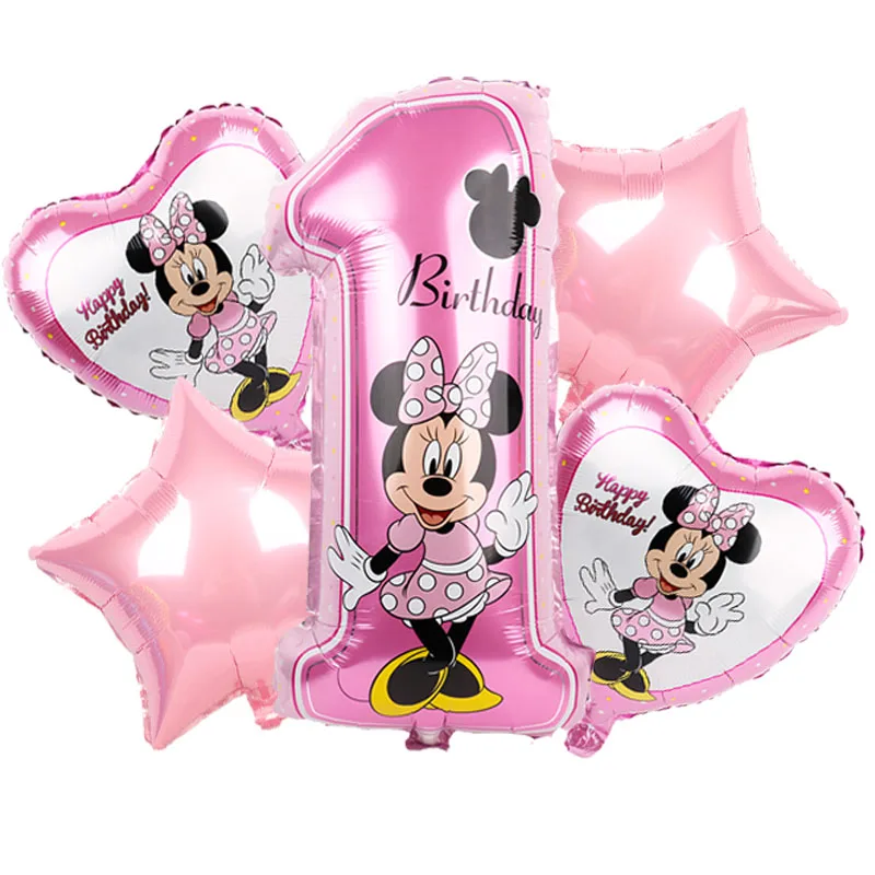 

Mickey Minnie Number Balloon Baby Shower 1st Birthday Party Foil Balloons Cartoon Minnie Mouse Party Supplies Helium Lovely Toys
