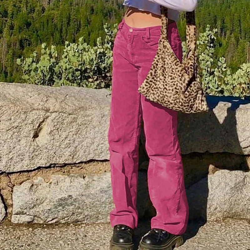 

Модные плиссированные вельветовые прямые брюки, женские однотонные Свободные повседневные брюки с высокой талией, весна-осень 2021, новые ан...