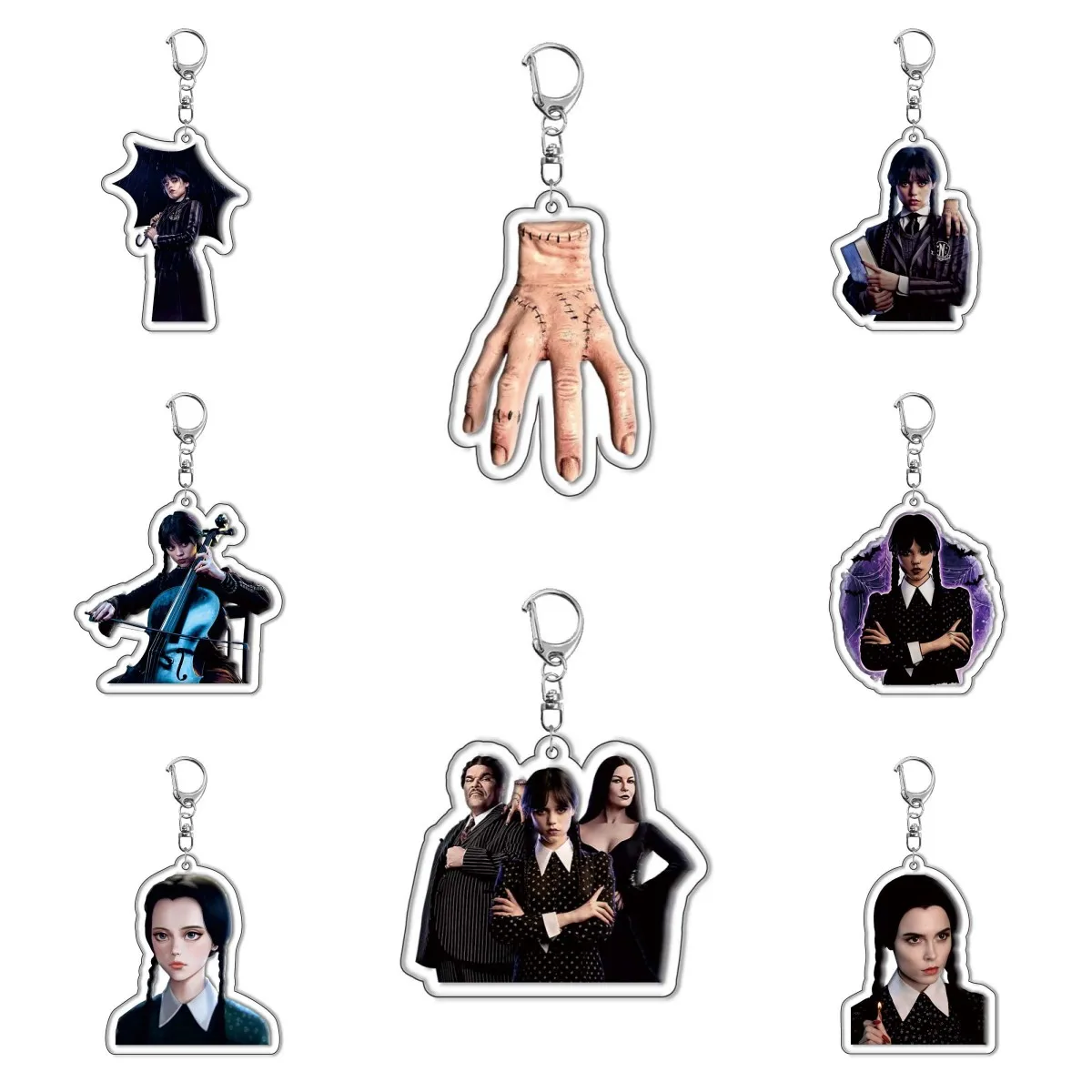 

Classic Wednesday Addams Key Chain For Women Gothic Girl Punk Thing Pendant Bag Accessories Addams Family Keyring Jewelry Gifts
