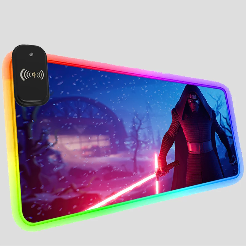 

Коврик для мыши Kylo Ren Star Wars с беспроводной зарядкой, игровой коврик со светодиодной подсветкой для компьютера, офиса, ПК, аксессуары в стиле а...