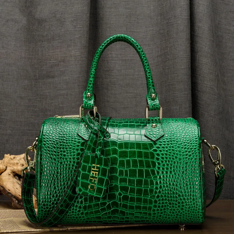 

Crocodile Pattern Portable Women Handbags Leather Bag Boston Genuine Leather Cross-Body Bag 2023 New Women Purse And Handbags