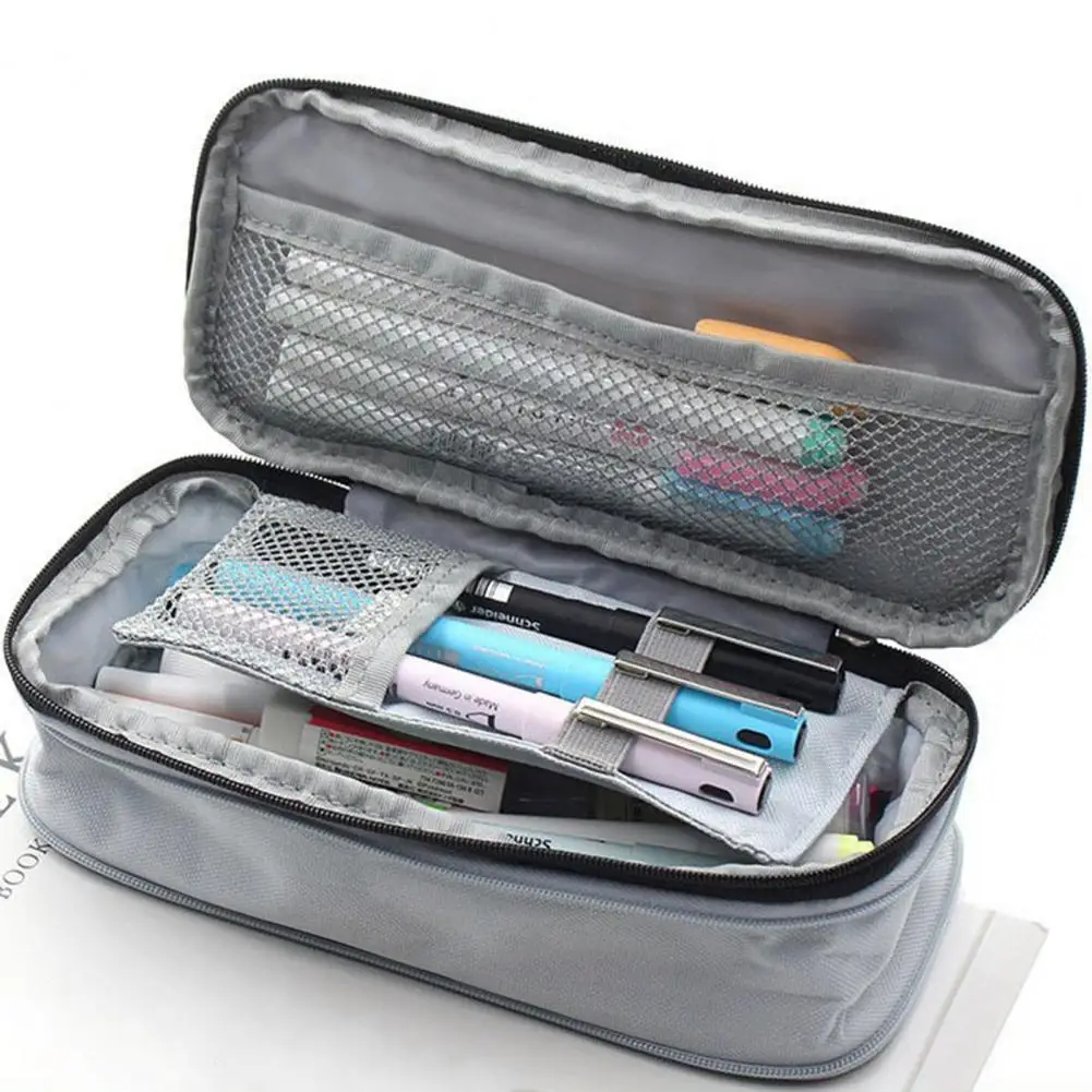 

Сетчатый карманный Карандаш, двухслойный вместительный Органайзер на молнии для мальчиков и девочек, канцелярские принадлежности, товары для школы и колледжа